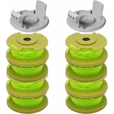 10 Paquets Bobine de Rechange pour Coupe-bordure pouce pour Ryobi , Compatible Avec Ryobi One + AC14RL3A, Coupe-fil Sans Fil , 8 Bobines + 2 Capuchons de Coupe,( Jaune) (1/4)