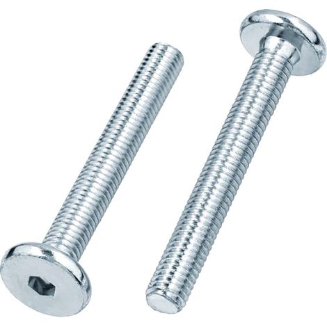 Lot de 12 vis à tête plate hexagonale avec filetage métrique entièrement fileté pour meubles, berceaux, lits et chaises (M6 x 15 mm, argent) (1/3)