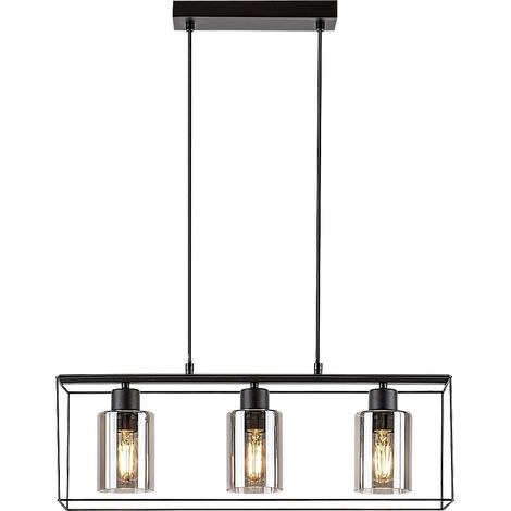 Lampe suspendue chadwick métal noir teinté e27 3 x max.25W l: 60cm b: 19cm h: 120 cm dimmable (1/5)