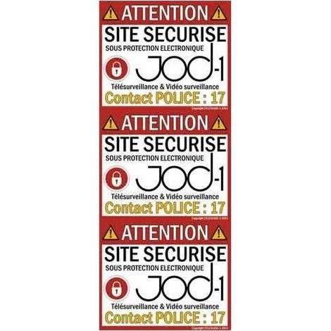 Lot de 3 autocollants alarme " site securise"