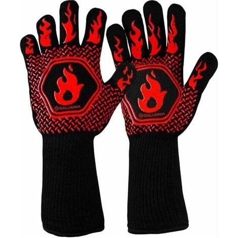 Gant four anti chaleur gant cheminee anti feu Résistant jusqu'à 800°C pour la protection contre les risques thermiques gants four anti chaleur barbecue 32cm (1/4)