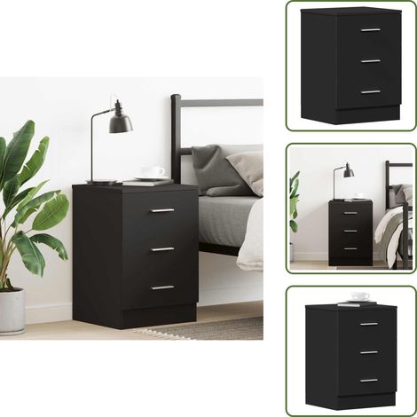 Nachttisch Schwarz 38x35x56 cm Holzwerkstoff - Nachtisch - Nachttisch Schwarz - Holzwerkstoff - Schrank - Kommode