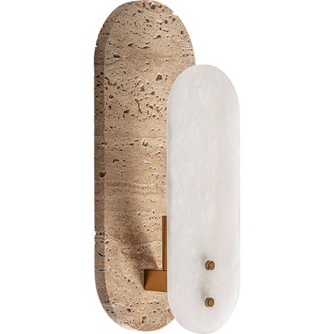 Lampe murale art déco en marbre blanc finition marbrée - Blanc marbré crème élégant (1/2)