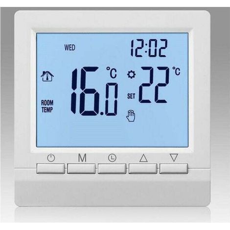 Thermostat de Chauffage de chaudière à gaz 1.5 v régulateur de température alimenté par Batterie avec rétro-éclairage Blanc pour chaudières Programmable hebdomadaire (1/4)
