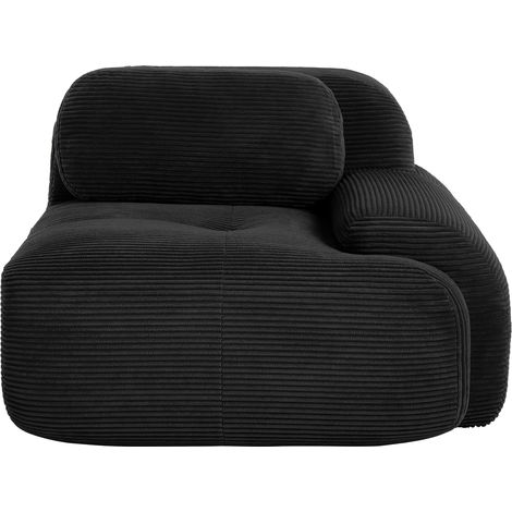 Canapé d angle noir en velours côtelé avec coussins et assise confortable pour salon, séjour et espace détente (1/5)