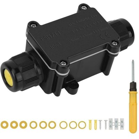 Boîte de jonction étanche IP68 pour extérieur, 2 voies, boîtier de raccordement électrique, connecteur de câble et boîte de dérivation (1/5)