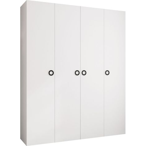 Armario Hartford 554, Blanco, 246x200x42cm, Puertas de armario: Con bisagras, Número de estantes: 12 (1/5)