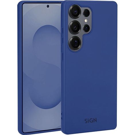 Coque en silicone liquide sign pour samsung galaxy s25 ultra - bleue
