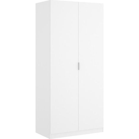Kleiderschrank 2 Türen - Schlafzimmer Schrank Weiß 81x184h cm (1/5)