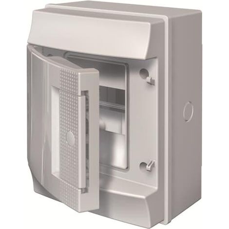 Mistral65H- Coffret Etanche -1 Rangée -4 modules -Porte Opaque-RAL7035-GWT 750°c 1SLM006500A2110 ABB H65P04X110750