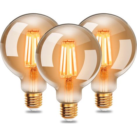 Ampoules LED Edison Vintage G95 E27 6W Blanc Chaud 2200K,Lot de 3,Équivalent 54W,Ampoule Rétro à Filament Non-Dimmable (1/5)