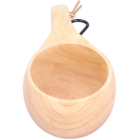 Gobelet en bois portable et léger avec poignée et crochet de suspension pour le lait et le café, type A. (1/5)