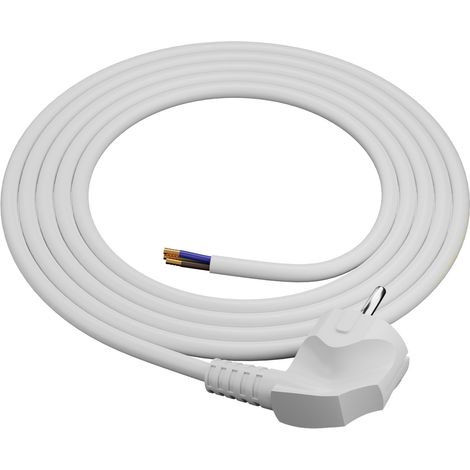 Cavo di collegamento da 1 m con spina angolata 3x1,5 mm² cavo di alimentazione bianco (1/5)