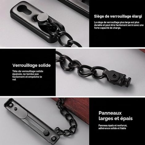 Door Chain, Door Restrictor, Security Entrance Door, Interior Door Lock, Entrance Door Chain, Security Door Chain, 304 Stainless Steel (Black)
