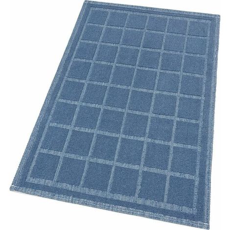 Tapis de Bain en Pur Coton Tapis de Chambre Elégant et Luxueux Antidérapant Texture 3D Bleu - 50x80 cm (1/4)