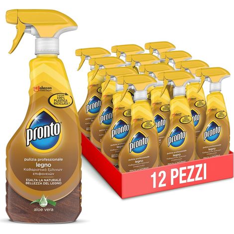 PRONTO TRIGGER PACCO DA 12 PZ LEGNO ESALTA LA NATURALE BELLEZZA DEL LEGNO FRAGRANZA ALOE VERA 1 CONFEZIONE DA 500 ML (1/5)