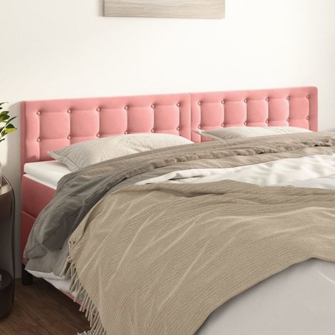Têtes de lit 2 pcs Armoire de tête de lit Rose 80x5x78/88 cm Velours 27820 (1/5)