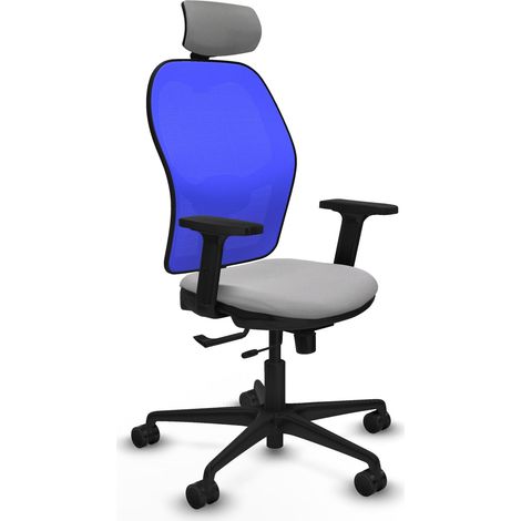 Chaise de bureau piqueras y crespo Jorquera maille bleue accoudoirs ajustables (1/2)