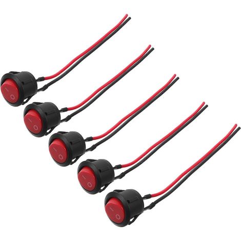 Compatible avec les interrupteurs à bouton-poussoir instantanés automobiles, lot de 5, CC 12-24V, rouge. (1/5)