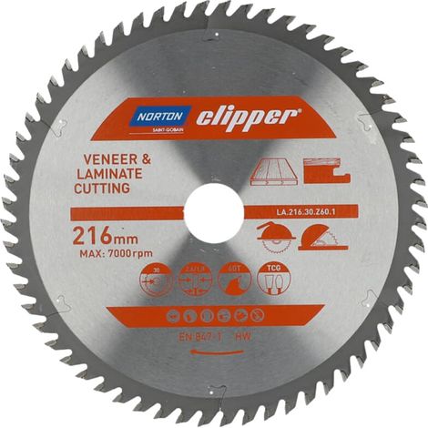 Clipper Kreissägeblatt für Laminat, Ausfürung: 216x2,6/1,8x30mm Z60 , TFZ (1/2)