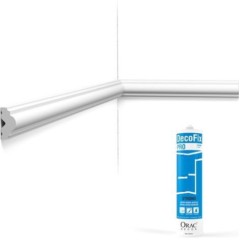 Pack 10 mètres Cimaise murale PX103 avec colle - Orac x Cimaises-et-plus - 2,5x1,5x200cm (h x p x L) - moulure décorative polymère