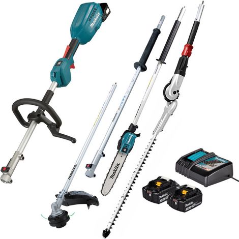 MAKITA Pack Outil Multifonctions 18V DUX18 + Rallonge + Coupe-herbe + Perche élagueuse + Taille-haies + 2 batt 3Ah