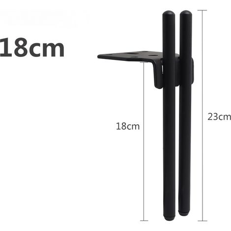Pieds de meubles en métal noir, pieds de remplacement modernes pour table basse (18 cm), meuble TV, armoire de salle de bain, avec vis, protection de sol et patins antidérapants en silicone.