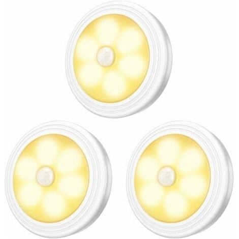 Lot de 3 lampes LED pour placards/penderies, veilleuse, détecteur de mouvement LED avec base magnétique pour placards de cuisine (fonctionne sur piles) (1/5)