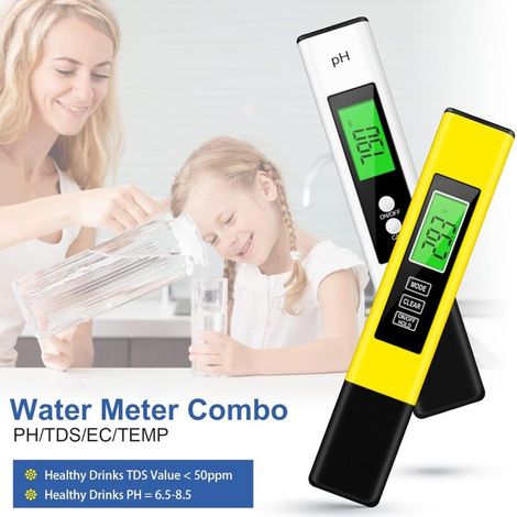Misuratore di pH per piscine, strumento elettronico per la valutazione della qualità dell'acqua (pH/TDS/EC/temperatura) per piscine, acquari, piante e acqua potabile. (1/4)