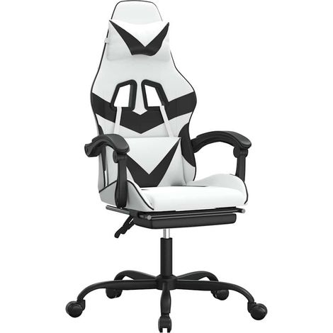 Maison Exclusive - Chaise de jeu avec repose-pied Blanc et noir Similicuir