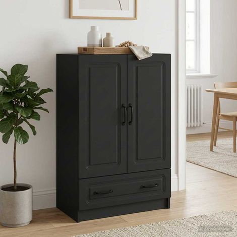 vidaXL Buffet avec tiroir Noir 66 x 34,5 x 92 cm Bois d'ingénierie (1/5)