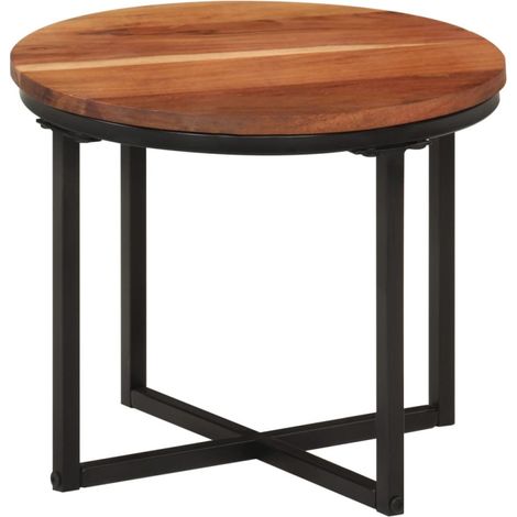 vidaXL Table basse 35x35x30 cm bois massif acacia et fer (1/5)
