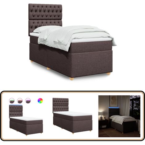 Sommier à lattes de lit avec matelas Marron foncé 80x200 cm - Lit Plateforme - Lit Double - Lit Design - Sommier Tapissier - Matelas À Ressorts Ensachés