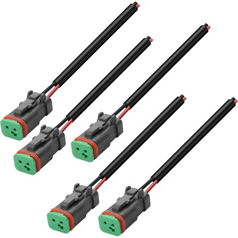 Connecteurs DT à 2 broches étanches à 2 fils - Connecteur DT électrique automobile - Faisceau de câblage femelle à 2 broches avec tube thermorétractable pour lampe de travail LED de voiture (1/5)