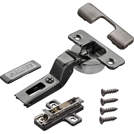 2 x Salice Topfband Serie 700 Titanium anthrazit mit Dämpfer im Topf 110° T48 Innenanschlag mit Montageplatte Höhe 3 mm, Euroschrauben, Exzenterverstellung, Abdeckkappen Schrankscharnier von SOTECH (1/5)