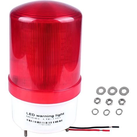 Feux d'avertissement stroboscopiques rotatifs industriels LED pour urgence, 12 V DC, rouge, avec sonnerie sonore (1/5)