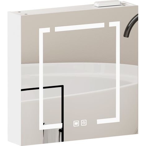 Armoire miroir LED 60 cm à fixer au mur avec espace de rangement pour salle de bain, salon et chambre (1/5)