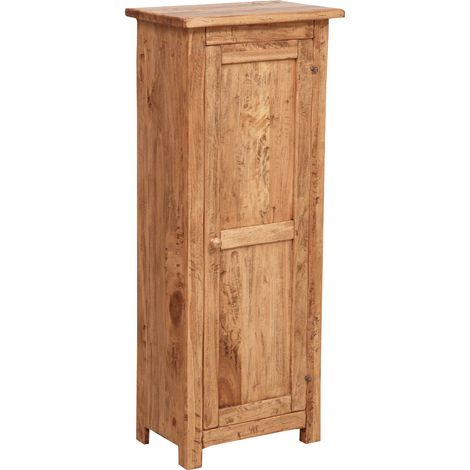 Country-style solid lime wood natural finish W40xDP25xH98 cm sized locker. Made in Italy (1/5)