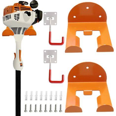 Lot de 2 crochets de rangement solides pour garage 2 crochets muraux ajustables, support pour outils électriques, coupe-herbe, taille-haies (1/5)