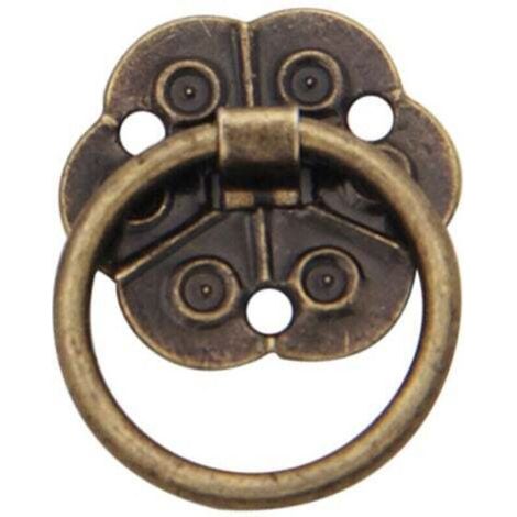 SABIR Lot de 20 poignées de porte en forme d'anneau - Style vintage antique - Pour meubles de maison, placard, tiroir, portes (2 x 2 cm) (1/4)