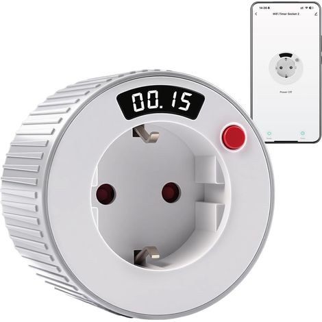 Minuteur Prise Electrique WiFi Compte à rebours programmable contrôle AC230V 16A 3680W Affichage numérique LED Prise Intelligente intervalle 15 Minute minuterie Prise WIFI02 (1/5)