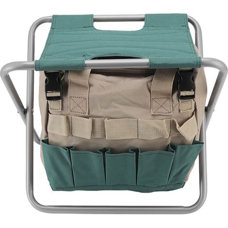 Tabouret pliant de jardin, chaise polyvalente pliable de grande capacité avec sac de rangement d'outils pour serre pêche Camping voyage