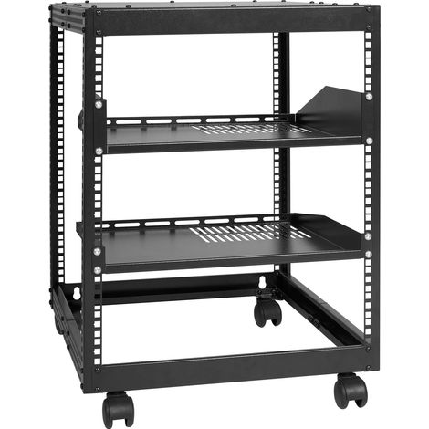 VEVOR Bastidor de Servidor de Marco Abierto de 12 U de Profundidad Ajustable de 584,2 a 1016 mm, Bastidor de Servidor de Red con Ruedas de 360° y 4 Postes para Equipos de Red, Equipos AV, Enrutador