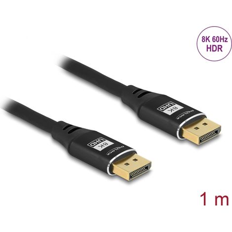 Delock DisplayPort Kabel 8K 60 Hz 1 m schwarz Metall