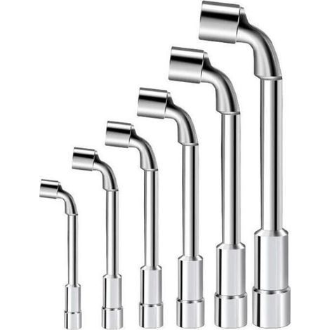 Clés à pipe débouchées – Lot de 6 – Tailles 7 à 12 mm – Longueur 120 à 155 mm (1/4)