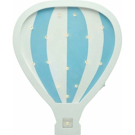 Lovely Balloon Murale montgolfière Lampe LED pour Chambre d'enfant sans câble, avec Interrupteur à Bascule, Bois, 0.4 W, Blanc, Bleu