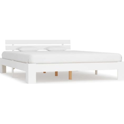Lit adulte pin massif blanc Cozy 180x200 cm (1/5)