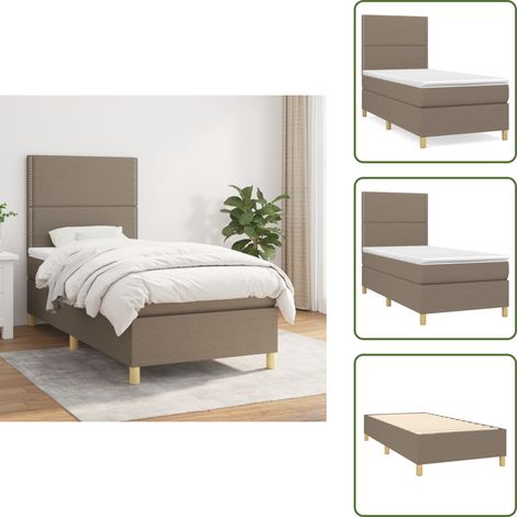 Colchón de espuma - vidaXL Cama box spring con colchón tela gris taupe 100x200 cm - Cama de madera