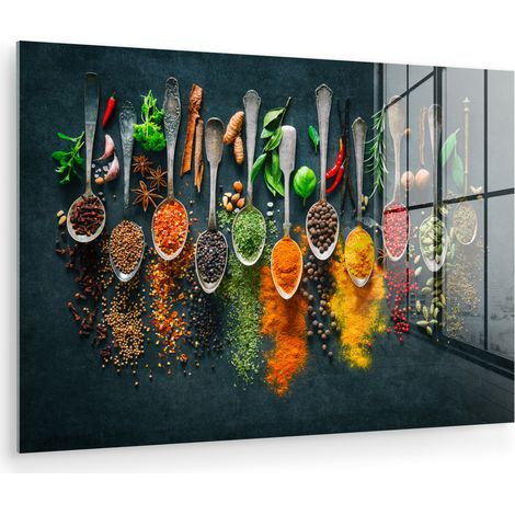 CUADRO DE METACRILATO Hierbas - Especias - Cucharas Pinturas 60x40 (1/5)