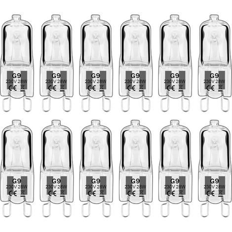 12 pièces G9 Lampes halogènes, ampoules G9 230V 28W 480lm, 2800K blanc chaud, ampoules à capsule dimmable, sans scintillement [Classe énergétique G] (1/5)